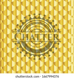 Chatter shiny golden emblem. Scales pattern. Vector Illustration. Detailed.