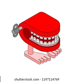 Chatter teeth toy. April Fools Day symbol. Jaw toy