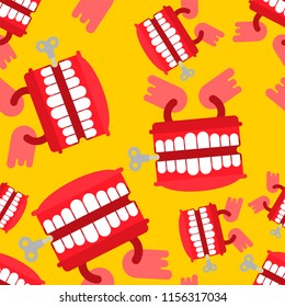 Chatter teeth toy pattern seamless. Jaw toy background vector  