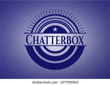 Chatterbox badge with denim background