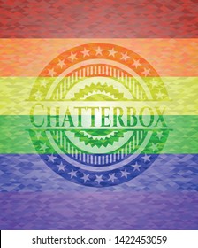Chatterbox lgbt colors emblem. Vector Illustration. Mosaic.