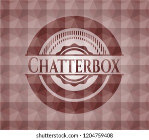 Chatterbox red emblem with geometric background. Seamless.