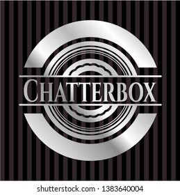 Chatterbox silvery badge. Vector Illustration. Mosaic.