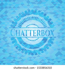 Chatterbox sky blue emblem. Mosaic background