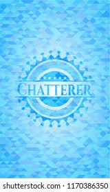 Chatterer light blue emblem with triangle mosaic background