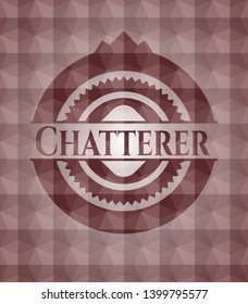 Chatterer red seamless emblem with geometric background.