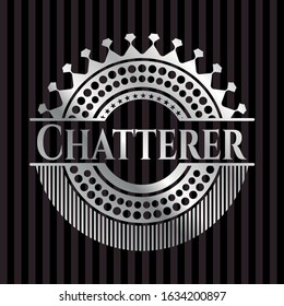 Chatterer silver badge. Vector Illustration. Mosaic.