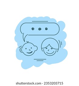 Chattering couple funny character design. Vector illustration in trendy linear cartoon style