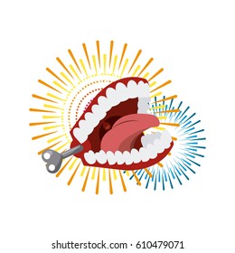 chattering teeth joke icon over white background .april fools day concept. colorful design. vector illustration