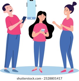 Conversar a qualquer hora, em qualquer lugar: uma ilustração de vetor plana, comunicação moderna: conversação móvel em um mundo digital, conexão através da tela: a arte de conversar, expressar-se,