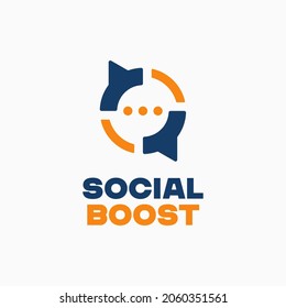 Chatting App Communication Social Boost Logo Vector Logos Icon Design