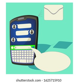 Chatting Application on Smart Phone Display Cartoon