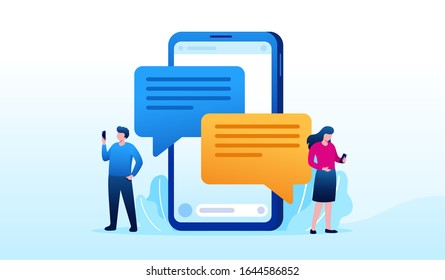 Chatting application smartphone illustration flat vector template 