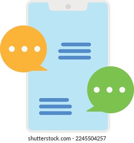 ilustración plana vectorial de teléfono de aplicaciones de chat
