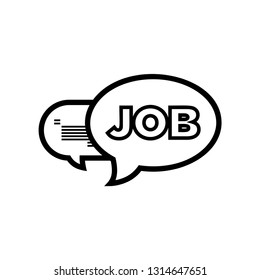 Chatting Bubble with job text line art sign - vector