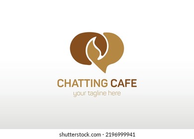 Chatting cafe logo vector with coffee icon