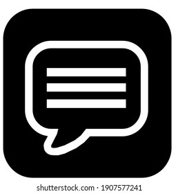 Chateo, chat box para teléfono móvil, smartphone, silueta de tablet, símbolo, ilustración vectorial, en color blanco y negro