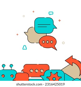 Chatting, chat, message, speech filled line vector icon, simple illustration, related bottom border.