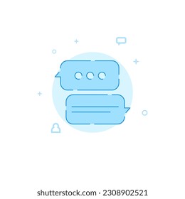 Chateo, mensaje de chat, icono del vector de voz. Ilustración plana. Estilo de línea relleno. Diseño monocromo azul. Trazo editable. Ajustar el peso de la línea.
