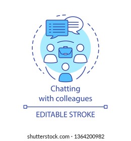 Chatting with colleagues concept icon. Work chat. Experience exchange. Dialogue. Professional communication idea thin line illustration. Vector isolated outline drawing. Editable stroke