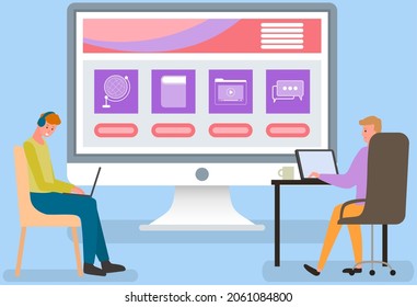 Chatting, communication and sending messages via Internet. People using laptop to chat. Typing on computer keyboard, online home relaxation. Colleague spends time at laptop for communication