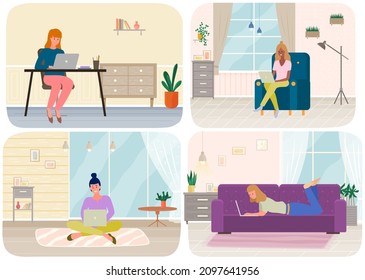 Chatting, communication and sending messages via Internet. People using laptop to chat. Typing on computer keyboard, online home relaxation and work. Spends time at laptop for communication online