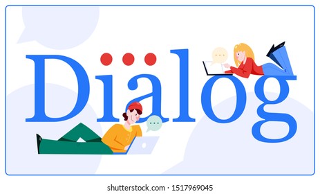 Chatting concept. People chat using mobile phone and social network for dialog. Modern technology concept. Isolated flat vector illustration