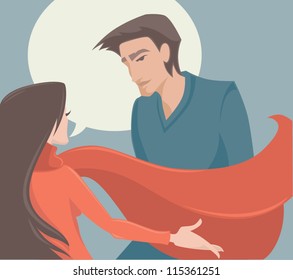 chatting couple, vector background with man and woman images