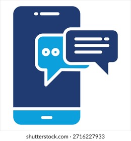 Estilo de icono azul plano de chat