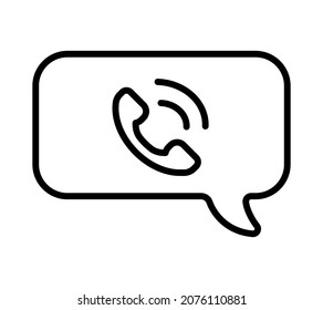 Chatting icon in device. Human talking with talk bubble on pc, phone and notebook. Black stroke isolated on white background. Vector chat pictogram eps10