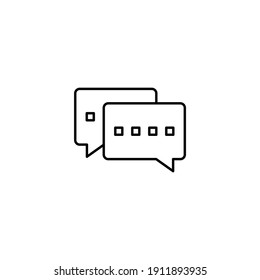 Chatting icon in flat black line style, isolated on white 