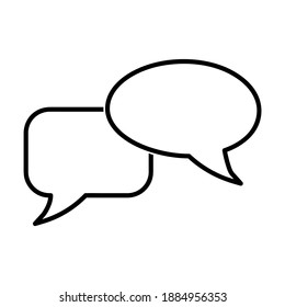 Chatting icon. Human talking with talk bubble. Black stroke isolated on white background. Vector eps10