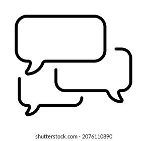 Chatting icon. Human talking with talk bubble. Black stroke isolated on white background. Vector chat pictogram eps10