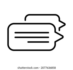 Chatting icon. Human talking with talk bubble. Black stroke isolated on white background. Vector chat pictogram eps10