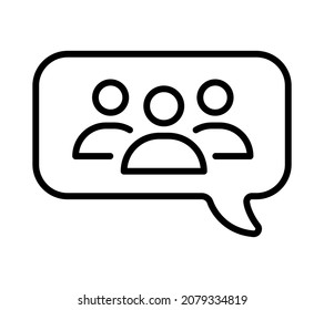 Chatting icon. Human talking with talk bubble. Black stroke isolated on white background. Vector chat pictogram eps10