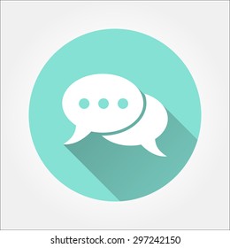 Chatting - icon with long shadow, flat design. Vector illustration.