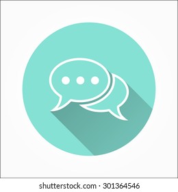 Chatting - icon with long shadow, flat design. Vector illustration