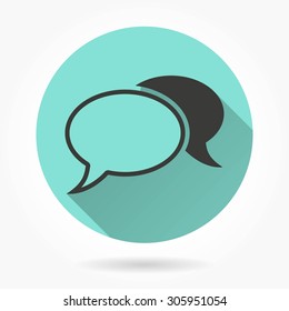 Chatting  icon with long shadow, flat design. Vector illustration.
