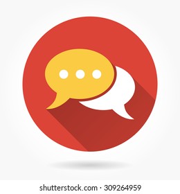 Chatting  icon with long shadow, flat design. Vector illustration.