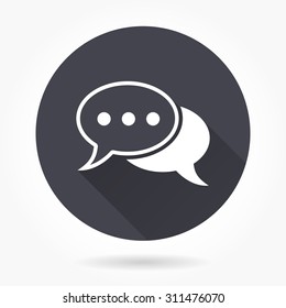 Chatting  icon with long shadow, flat design. Vector illustration.