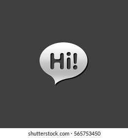 Chatting icon in metallic grey color style. Text bubbles communication greeting