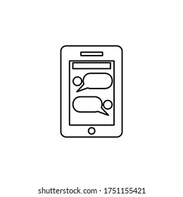 Chatting icon. Sending text message sign. Speech bubble symbol for web and mobile design element.