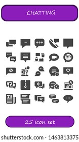 chatting icon set. 25 filled chatting icons.  Collection Of - Chat, Talk, Bubbles, Conversation, Text