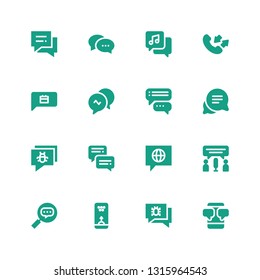 chatting icon set. Collection of 16 filled chatting icons included Chatting, Chat, Bubble, Conversation