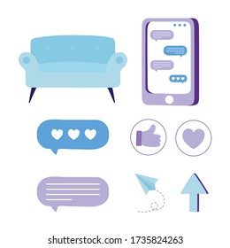 Chatting icon set design, Message chat and communication theme Vector illustration