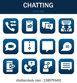 conjunto de iconos de charla. Ilustraciones vectoriales relacionadas con llamadas, mensajes y chat