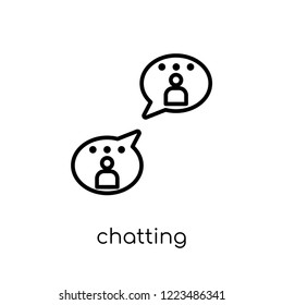 chatting icon. Trendy modern flat linear vector chatting icon on white background from thin line Communication collection, outline vector illustration