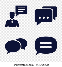 Chatting icons set. set of 4 chatting filled icons such as chat, man with chat bubblle
