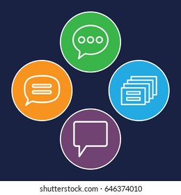 Chatting icons set. set of 4 chatting outline icons such as chat