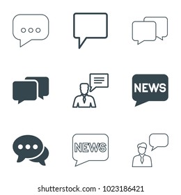 Chatting icons. set of 9 editable filled and outline chatting icons such as chat